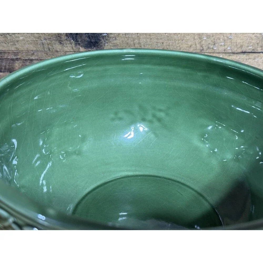 🔥Tender Heart Treasures 8.5” Forest Green Round Pottery Baking/Serving Bowl